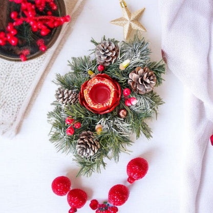 Elovira™ Yılbaşı Mumluk 20*30cm Yapay Çam