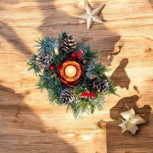 Elovira™ Yılbaşı Mumluk 20*30cm Yapay Çam